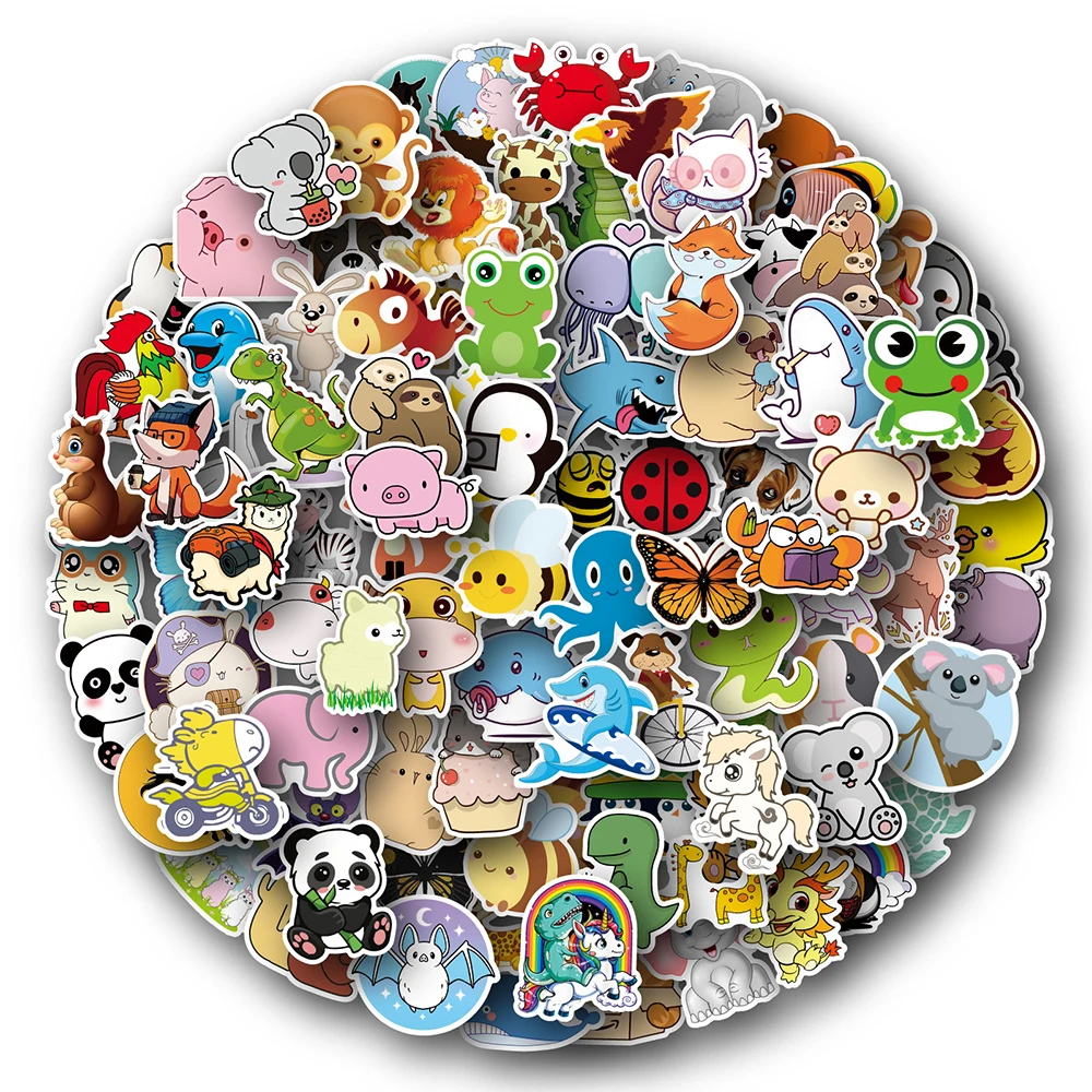 

10/30/50/100pcs Cute Cartoon Anime Animal Stickers Motorcycle Luggage Guitar Skateboard Graffiti Sticker for Kid Decal Toys Gift