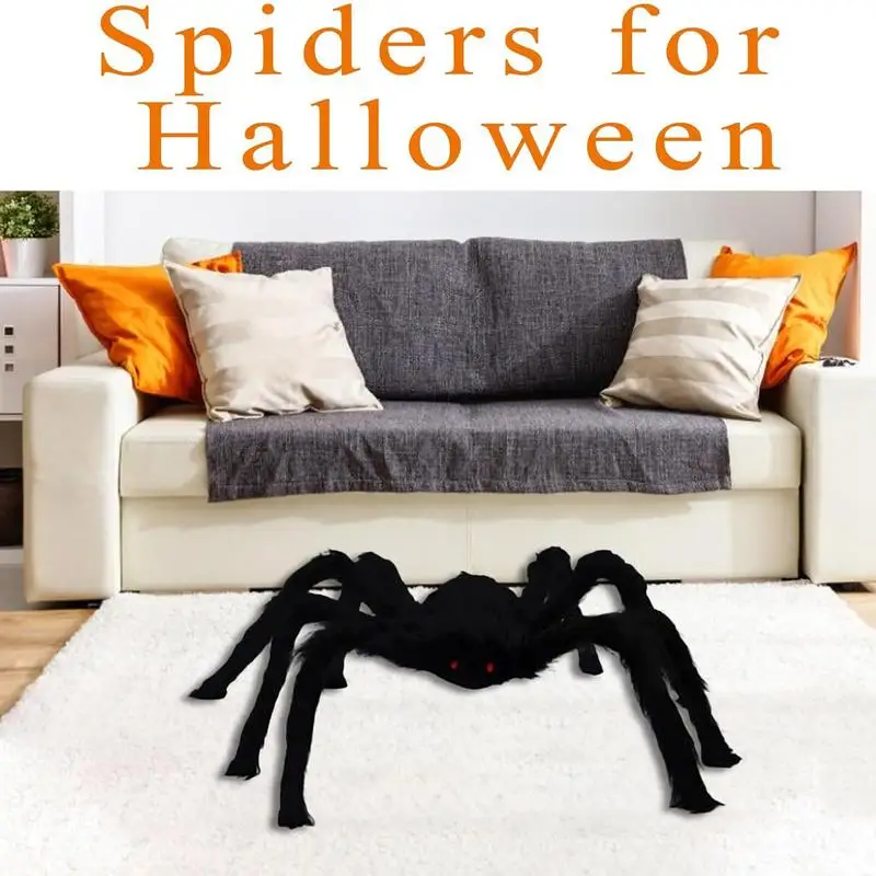 

Halloween Spider Decorations Outdoor Party Home Decor Simulation Giant Scary Toy Black Plush Spiders Halloween Arrangement Props