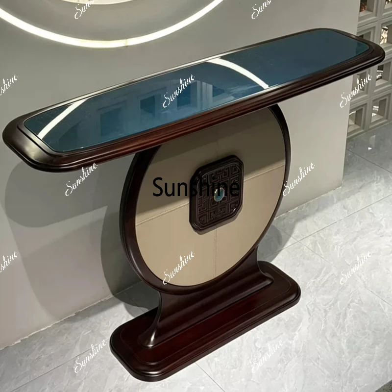

New Chinese-style light luxury high-end home entry plan simple solid wood Zen Xuanguan platform