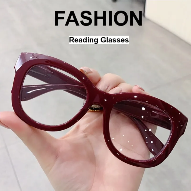 0 ~ + 4,0 Mode Große Rahmen Lesebrille Flache Anti Blau Licht Presbyopie Brille frauen Presbyopie Brillen
