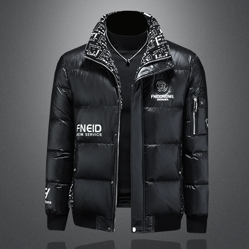 

Men's ort Thiened Heavy Sewing Warm Winter down Jaet Faion Brand Youth Polyester Fabric Anti- Wind Modern Sle