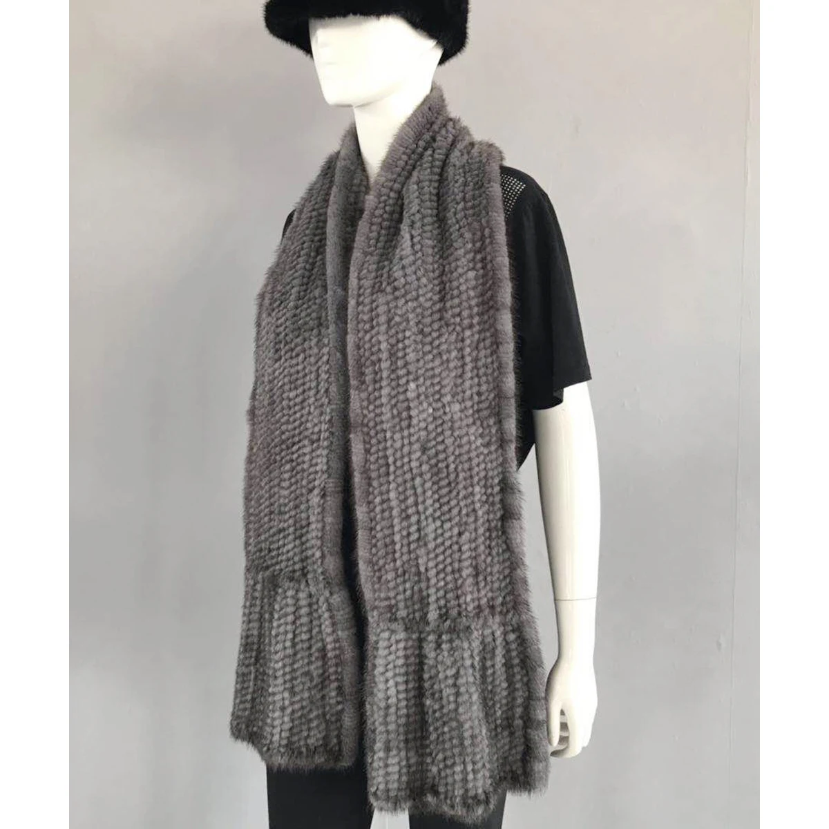 

Women Quality Real Mink Fur Scarf Shawl 100% Natural Real Mink Fur Scarf Lady Winter Warm Hand Knitted Real Mink Muffler