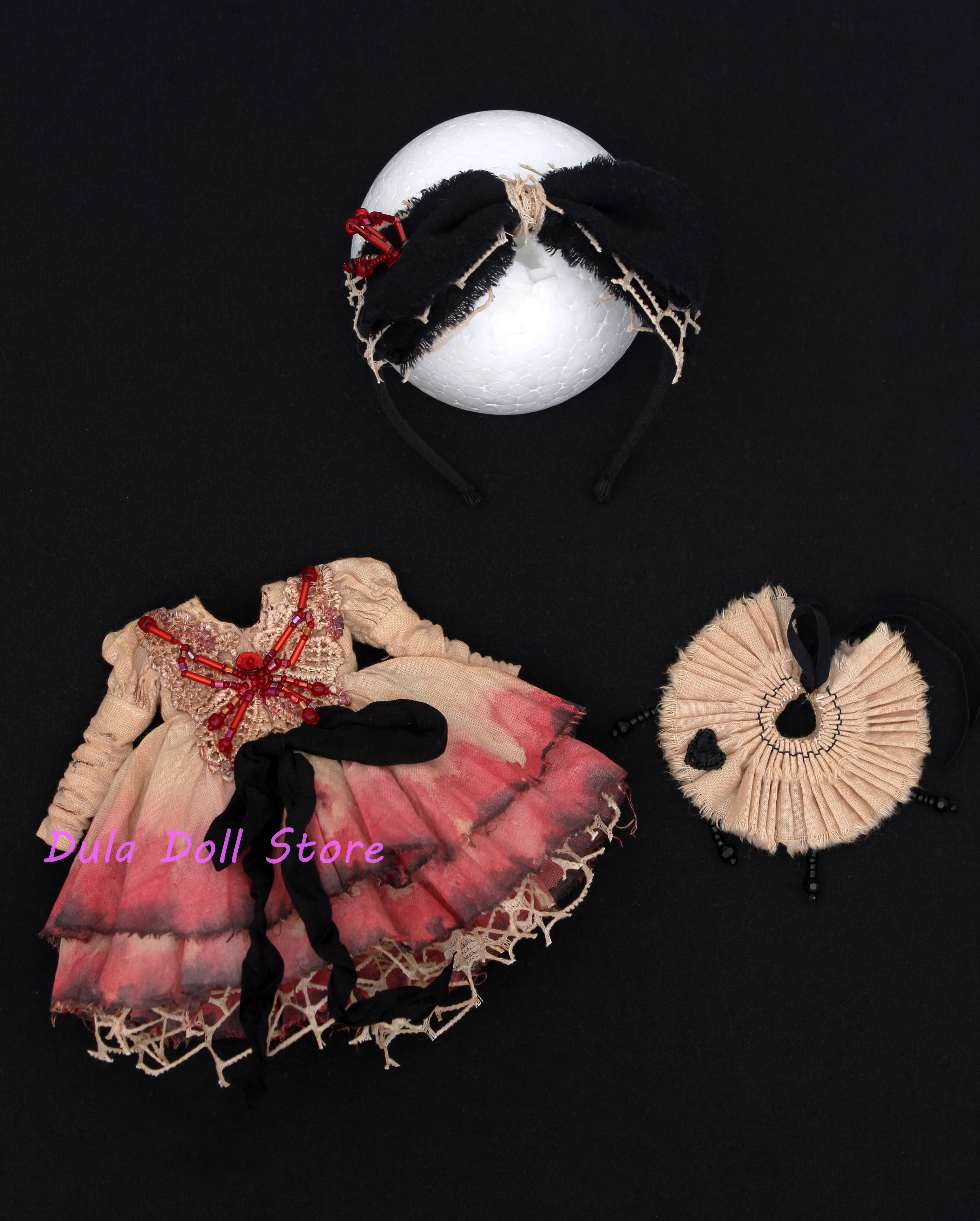 

2026 Dula Doll Clothes Dress Halloween Bloodstained dark Burn marks skirt Blythe Qbaby ob24 ob22 Doll