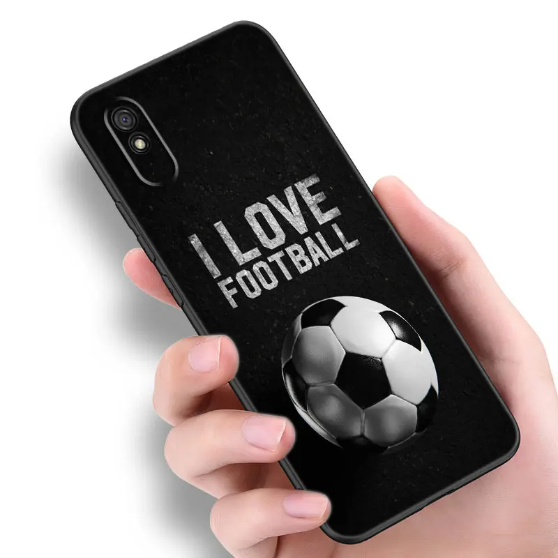 Fire Football Soccer Black Silicone Phone Case For Xiaomi Redmi 10 Prime A1 A2 Plus 9 9A 9C 9T 10A 10C 12 12C 13C