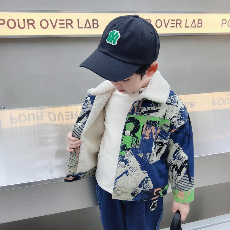 Kids Baby Warm Denim Jacket Pa - đánh giá và giá Winter Clothing Drawing
