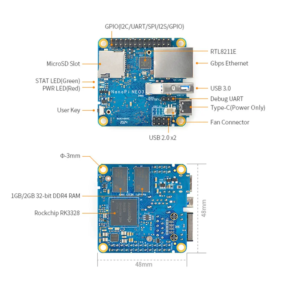 Corei-neo3 1GB/2GB DDR4/rk3328クアッドコア,Linux/Ubuntu用サポート,アップグレード,neo 2