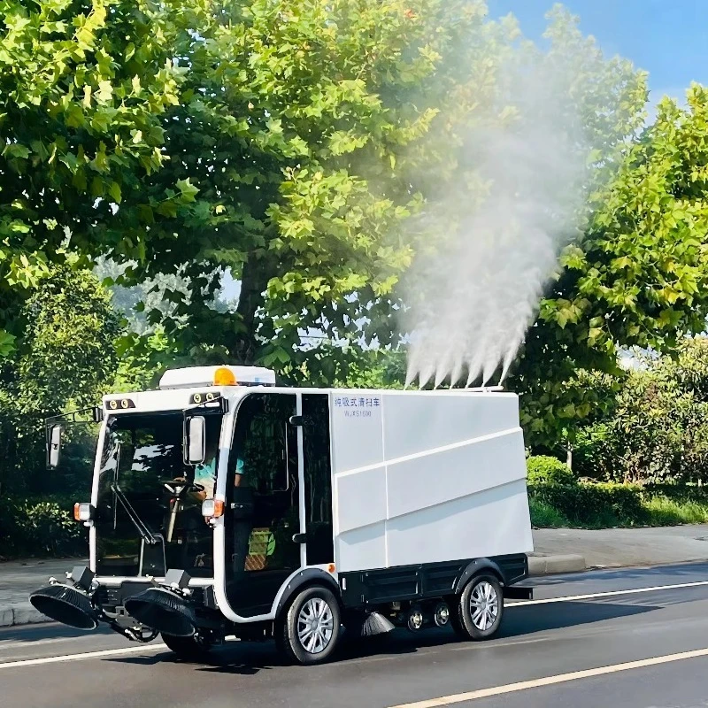 Street Sweeper Truck Industrial Electric Ride On Floor Cleaning Machine Vacuum Leaf Collection Self Unloading Cordless Road