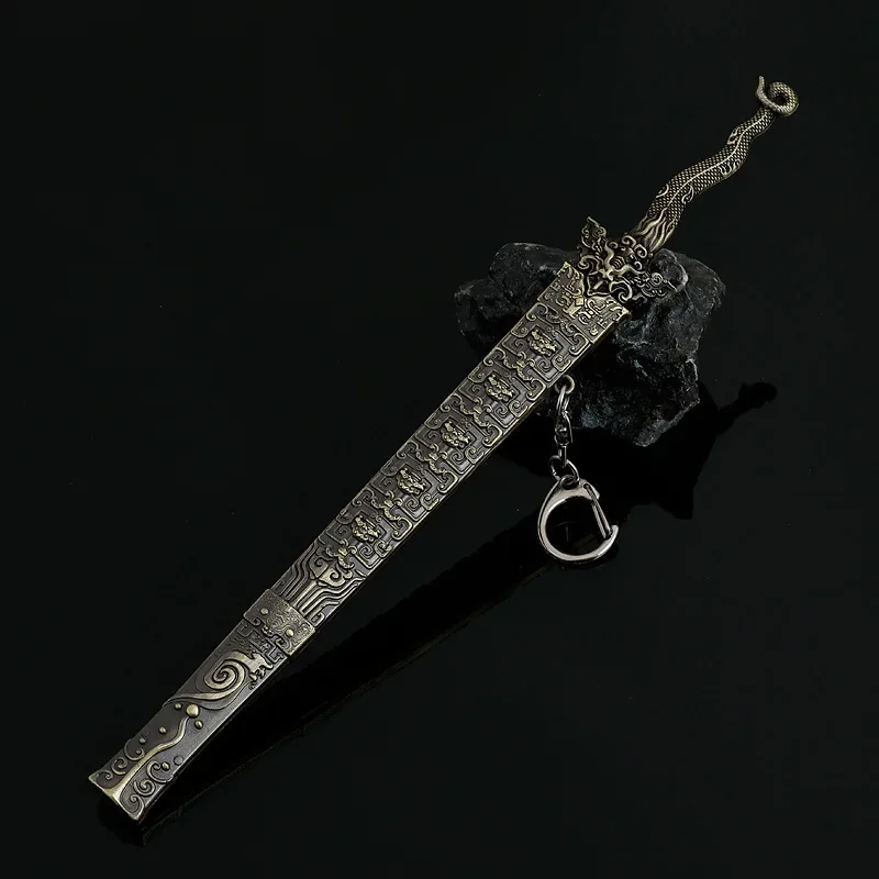 22cm/8.66in Mo Li Qing 검 금속 모델 외장 사무라이 칼 중국 고대 무기 청동 검 데스크탑 수공예품 장난감