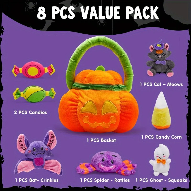 Set di peluche a forma di zucca per Halloween (8 pezzi) – ideale come regalo per feste di bambini, come pensierino da distribuire in classe e come ripieno per sacchetti di dolcetti, regalo di