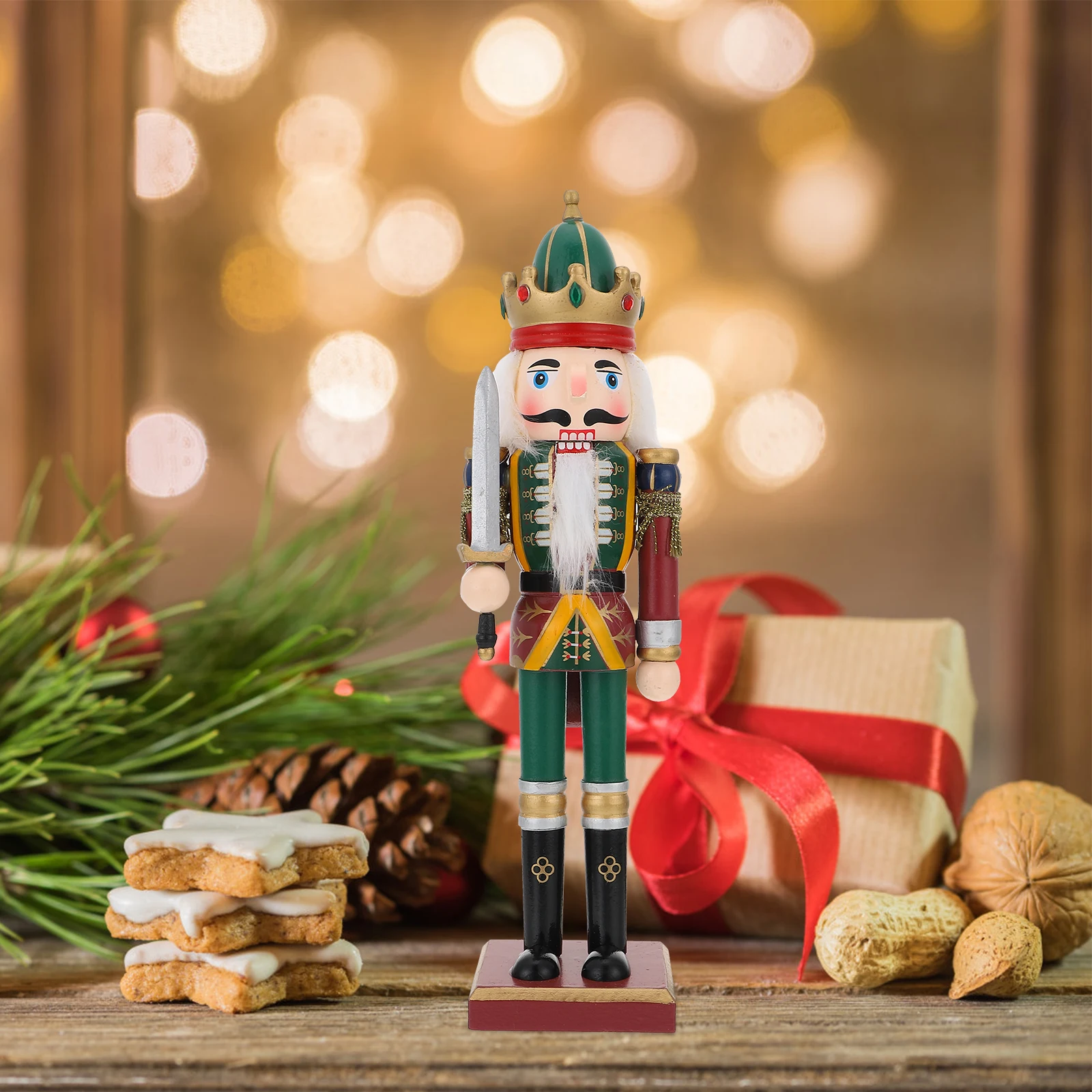 

Nutcracker Puppets Wooden Walnut Craft Decor Desktop nament Christmas Toys Figures Home Party DIY Festive Atmosphere Modern