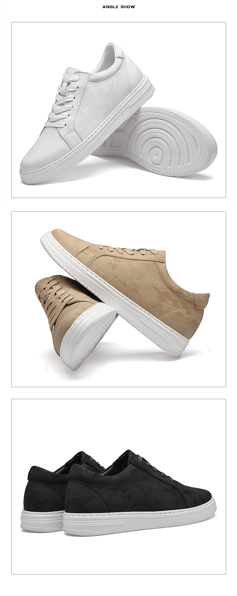 Breathable Outdoor Elevator Sneakers Men Shoes PU Leather Height Increasing Casual Shoes Walking Footwear Men Lift Sports Shoes
