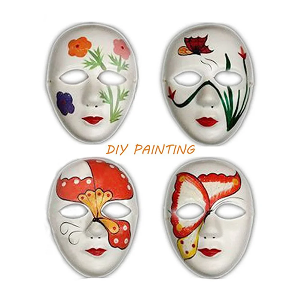 4 Pcs Blank Mask White Masks Men Apparel Halloween Costume Costumes Adult Graffiti