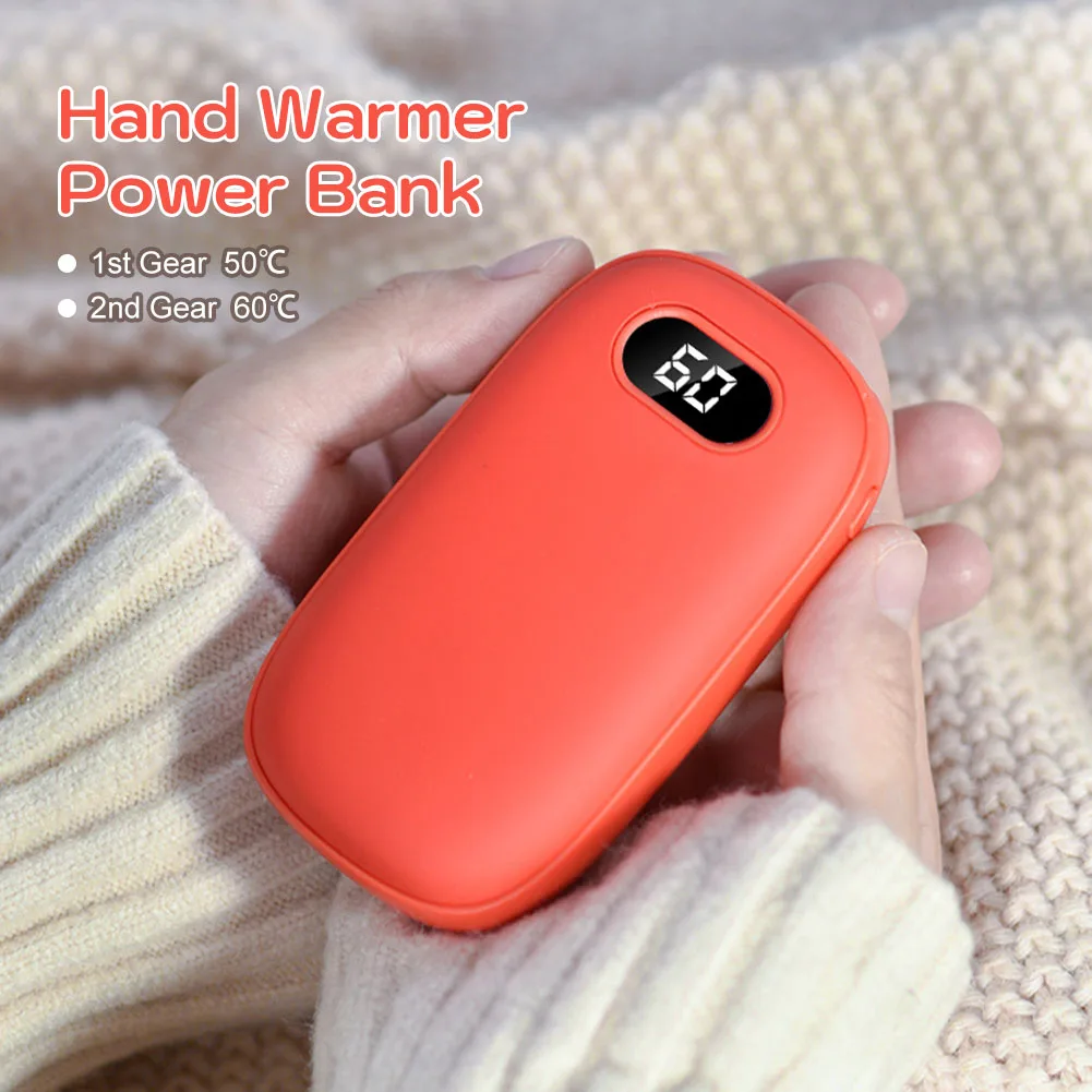 Portable Hand Warmer Power Bank USB Rechargeable Mini Hand Warmers With Digital Display 2 Temp Levels For Travel Outdoor Camping