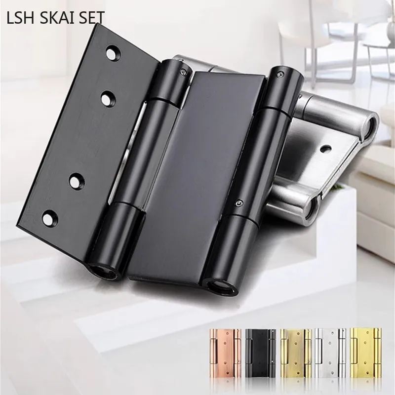 

1pc Thickened Stainless Steel Double Door Hinge Buffered Inside and Outside Automatic Door Closing Two-way Mute Spring Hinge