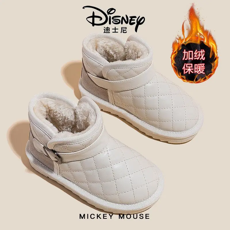 Disney dziecięce buty zimowe dziecięce bawełniane antypoślizgowe ciepłe chłopięce zimowe śniegowce myszka Mickey czarne beżowe buty