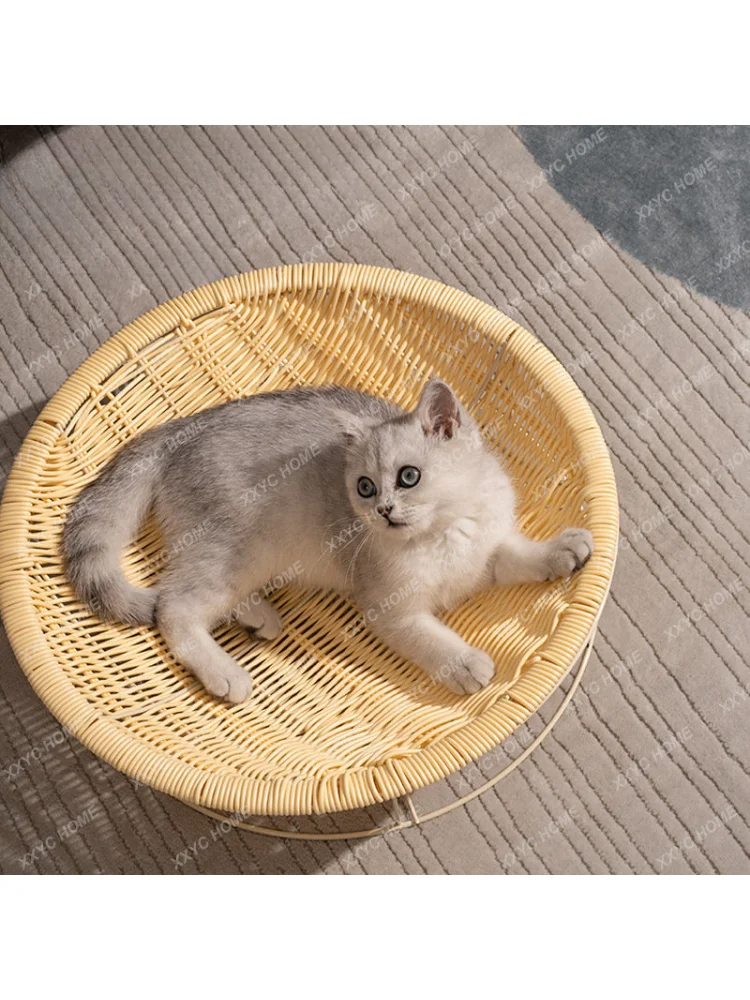 Cat Nest Four Seasons Universal Cat Summer Cool Nest Comfortable Recliner Breathable Cat Bed Hand Woven