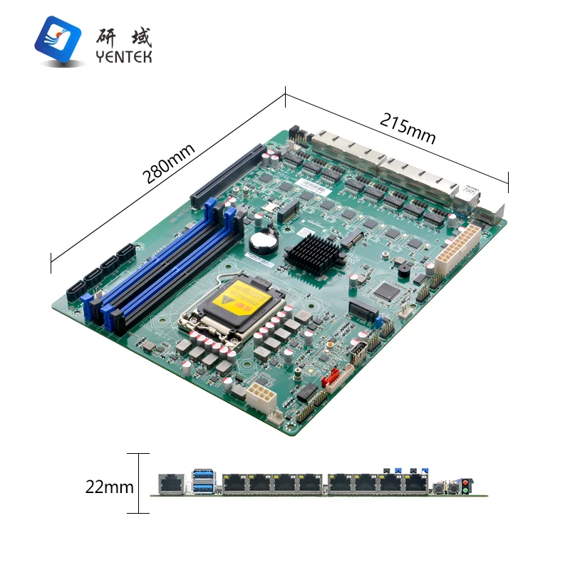 Placa base Industrial 1151 I3 I5 I7 I9 6 9th Gen 4 DDR4 8 I210AT LAN Gigabit Ethernet Placa base de servidor Firewall