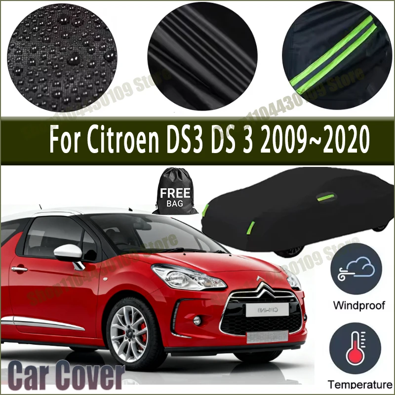 

For Citroen DS3 DS 3 2009~2020 2019 Car Cover Waterproof UV Protection All Weather Dustproof Snow Rain Cover 190T Polyester