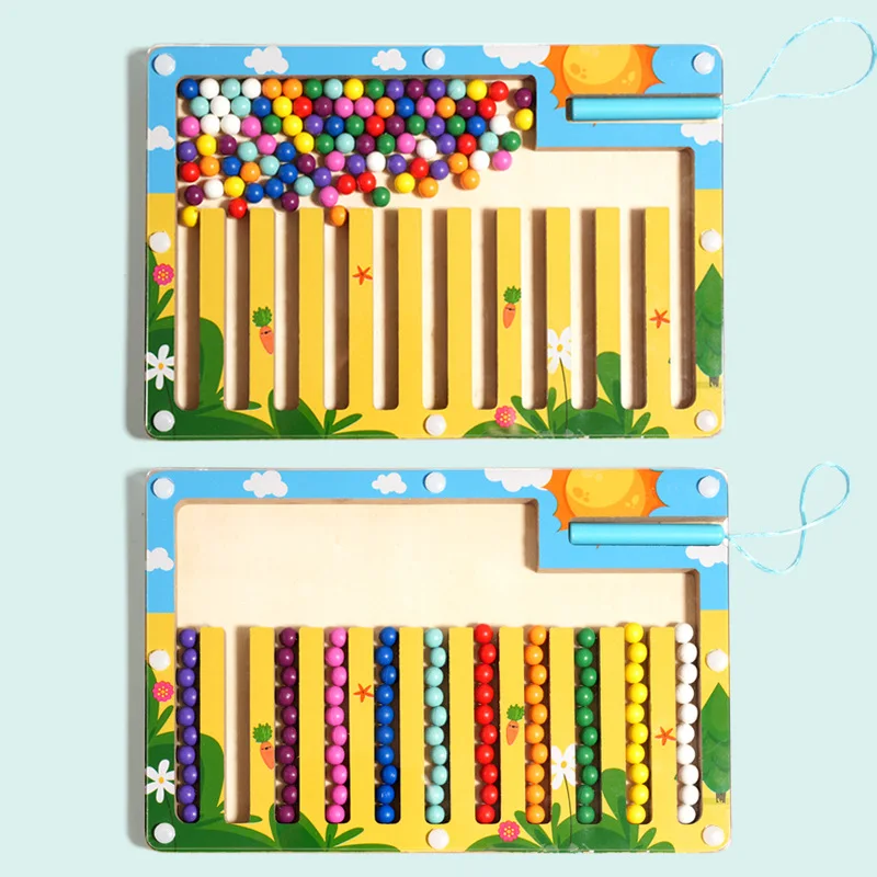 Color Classification Magnetic Maze Ball Runner Magnetic Pen Runner Game Hand Eye Coordination Exercise Kindergarten Puzzle Toy
