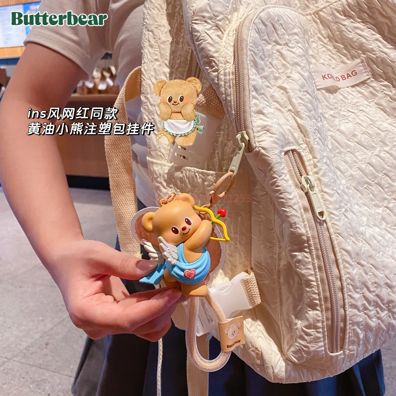 공식 버터베어 시리즈 키체인 펜던트 귀여운 패션 인형 창의적인 자동차 열쇠고리 수하물 액세서리 정교한 어린이 선물