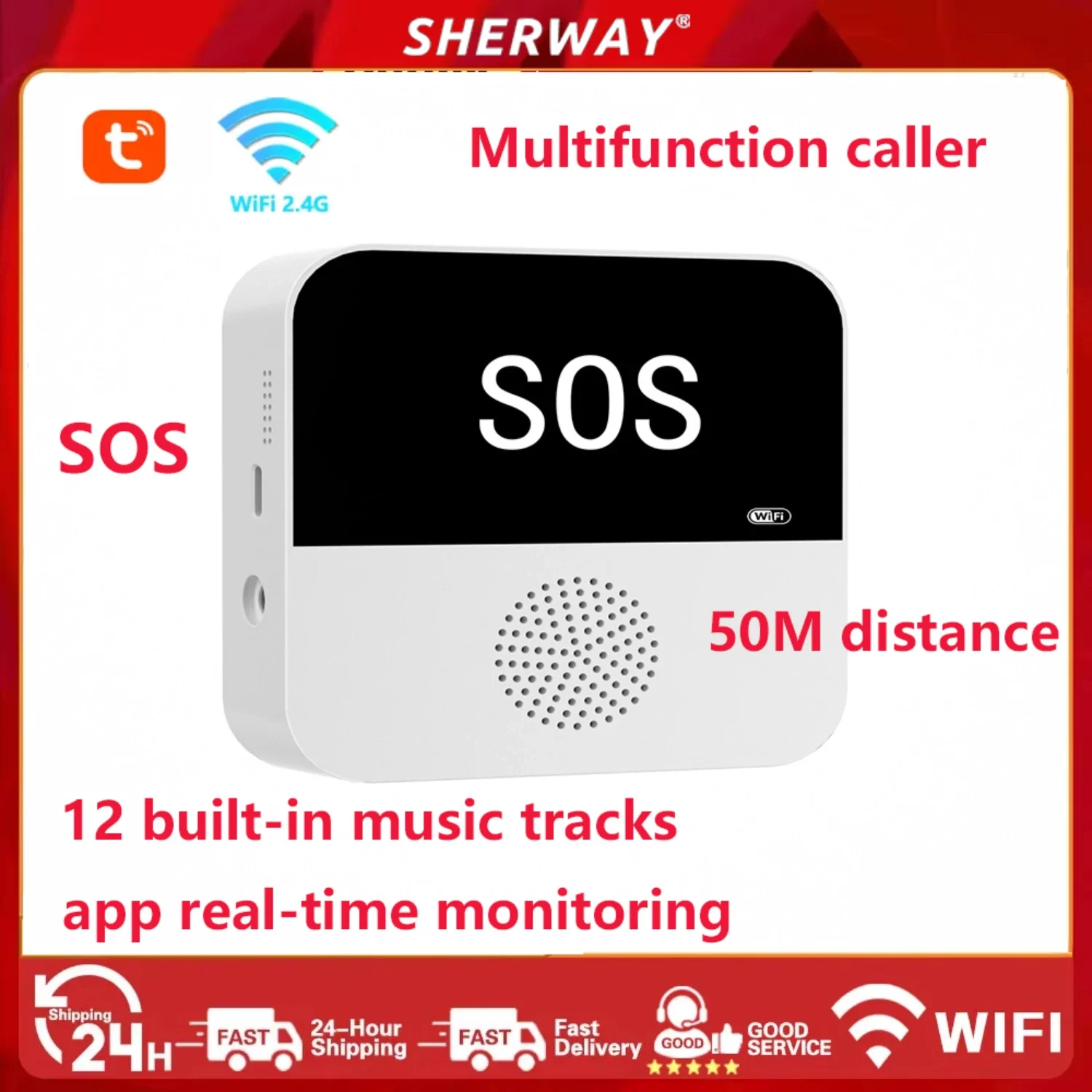 

Tuya 2.4 gWi-Fi Intelligent Emergency Caller sos button for Elderly Medical Alert system APP Remote monitoring home products