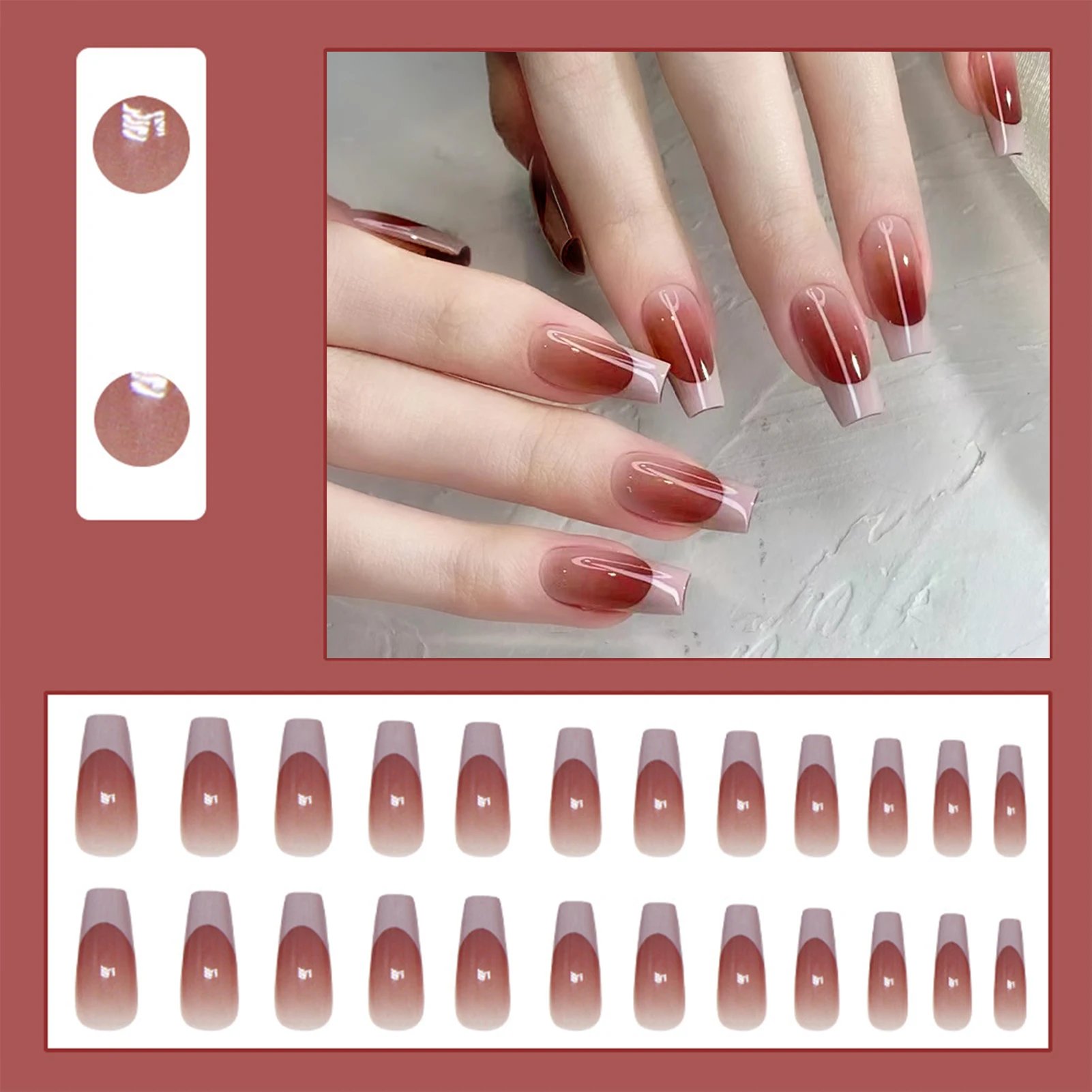 24 stücke y2k Stern drücken auf Nägel Farbverlauf schwarz mittellanger Sarg falsche Nagels pitzen volle Abdeckung Mond Designs gefälschten Nagel für coole Mädchen