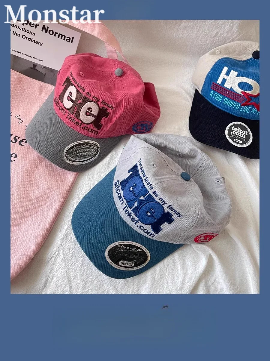monstar-korean-style-letter-embroidery-streetwear-baseball-cap-men's-comfortable-sunshade-fashionable-cotton-hat