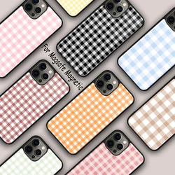 Pastel Gingham Magnetic Phone Case For APPLE iPhone 17 Air 16 14 13 12 Pro Max 15 Plus Wireless Charge With MagSafe Cover