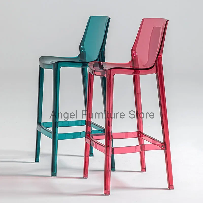 Transparent High Bar Luxury Dining Chairs Designer Plastic Kitchen Hairdressing Chair Office Bedroom Chaise De Home Furniture