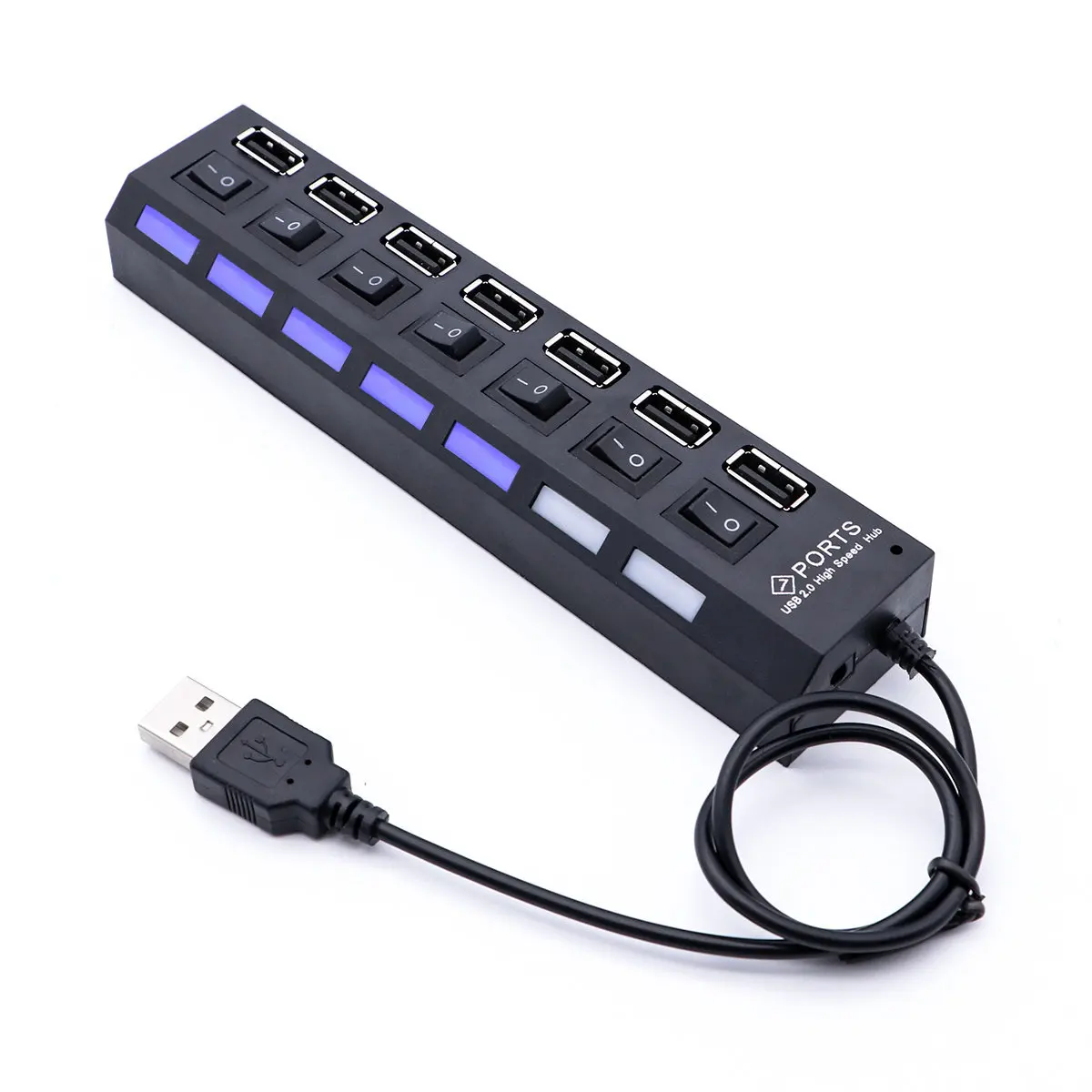 

USB-хаб на 7 портов USB 2.0 с индивидуальными светодиодными индикаторами состояния для ПК, ноутбуков, настольных компьютеров, планшетов. Супер USB-хаб.