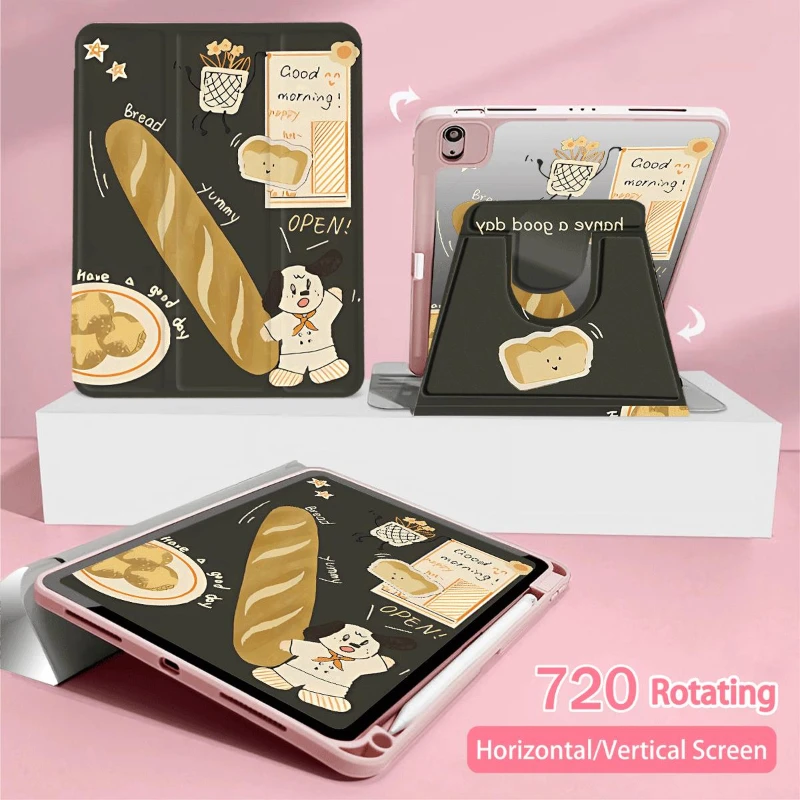 Funda plegable Donut Puppy para IPad 10,2 8a 9a generación Ipad 2017 2018 9,7 pulgadas Ipad Mini6 8,3 Pro 11 2.a 3.a 4a cubierta de rotación