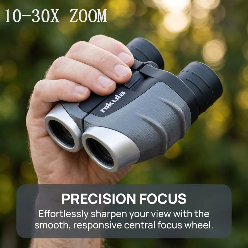 Telescope 10-30x25 HD Binoculars Zoomable Sports Game Concert Spotting Scope Mini for Fishing Portable Outdoor Camping Hiking