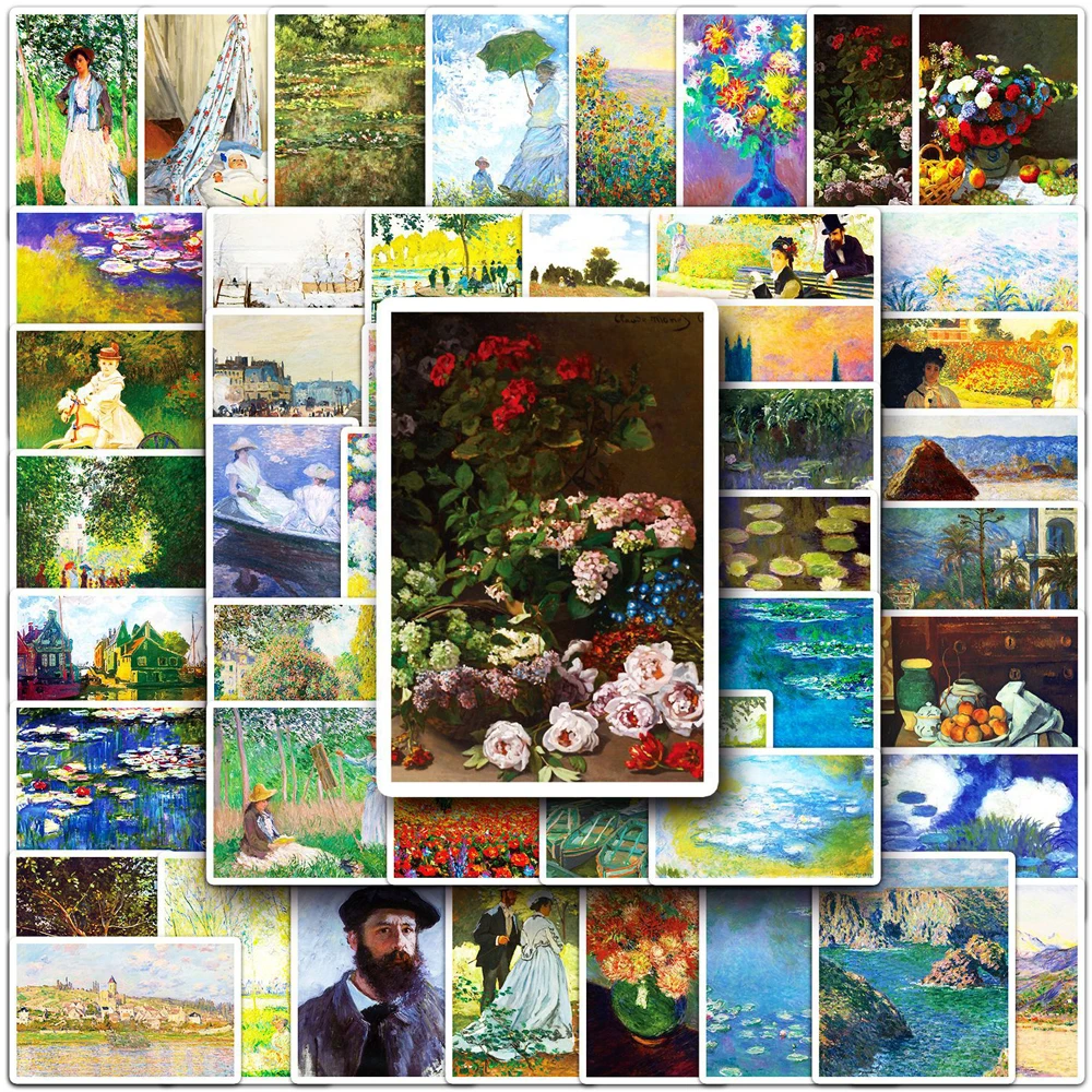 10/30/50PCS Artist Monet Oil Painting Stickers Aesthetic DIY Luggage Guitar Fridge Laptop Diary Graffiti Kids Sticker Toy Decals