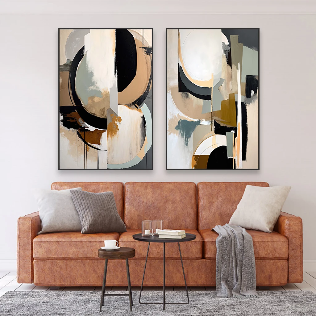 Modern Minimalist Abstract Art Poster Beige Blue White Print Fashion Neutral Gallery Wall Canvas Painting Home Living Room Decor