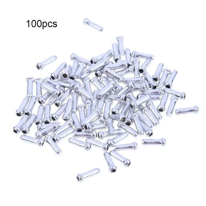 100PCS MTB Bike Bicycle Brake Shifter Aluminum Inner Cable Tips Crimps Cycle Cycling Parts Derailleur Shift Cables End Caps