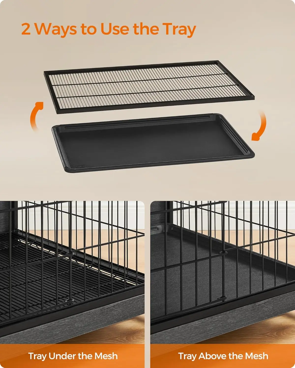Feandrea Dog Crate Furniture, 56.1" Modern Kennel for Dogs Indoor up to 105 lb, Heavy-Duty Dog Cage with Multi-Purpose Removable
