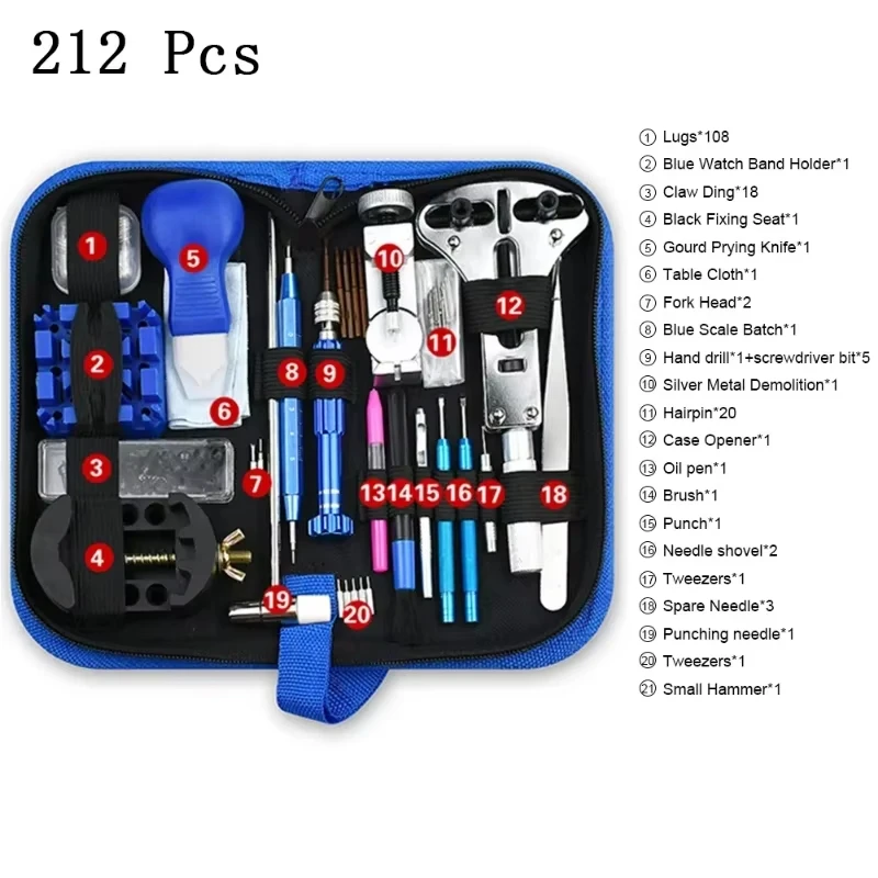 Watch Repair Tool Kit Watch Link Pin Remover Shell Opener Spring Bar Remover Clock Battery Replacement Strap Needle Set Accessor