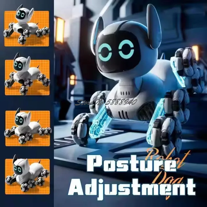 Dual Mode Auto Demo Remote Control Robot Dog Toy 2.4G Music Lighting Touch Interactive Drift Racing RC Robot Dog with Walking