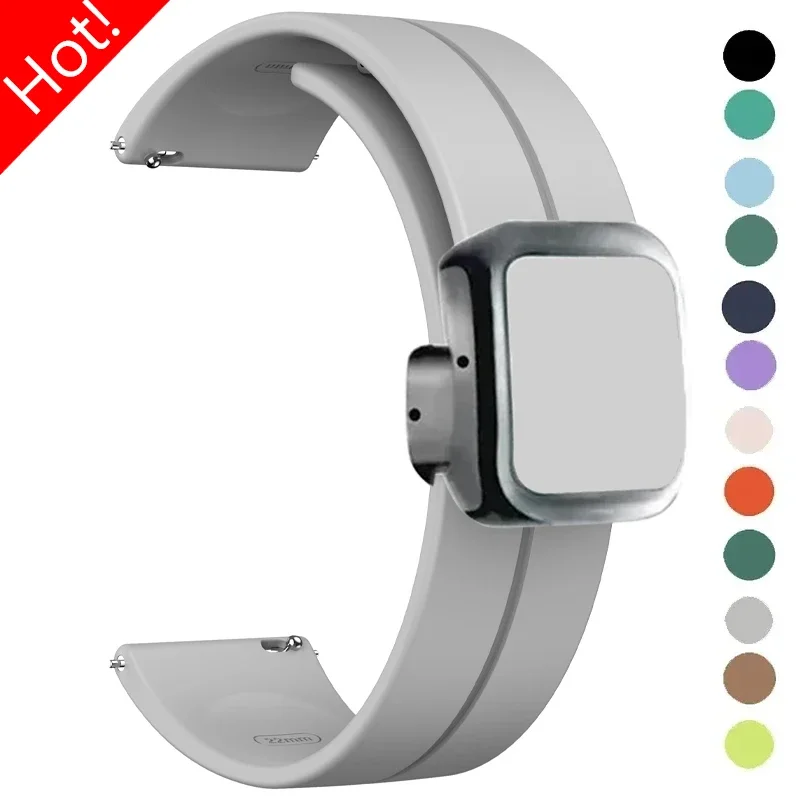 20mm 22mm Magnetic Strap for Samsung Galaxy Watch 6 5 4 5Pro 6 4 Classic 43 47mm Silicone Bracelet for Huawei Watch GT4 4Pro GT3