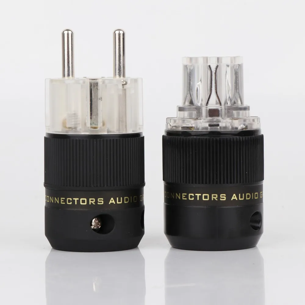 P-077E(BR) chất Lượng Cao Schuko Phích Cắm EU Hifi Phích Cắm Châu Âu Nam Nữ Cắm Điện Vàng 24K Mạ Rhodium Bạc HIFI Diy