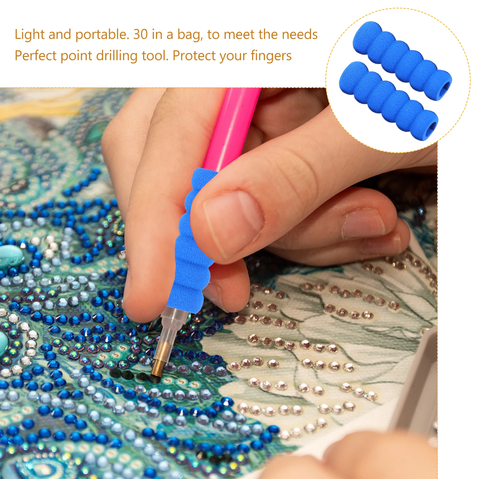 

30pcs Foam Finger Cover for Writing Drawing Tools Comfortable Skin-Friendly Pen Sleeve with Good Ventilation Joint for Crayons