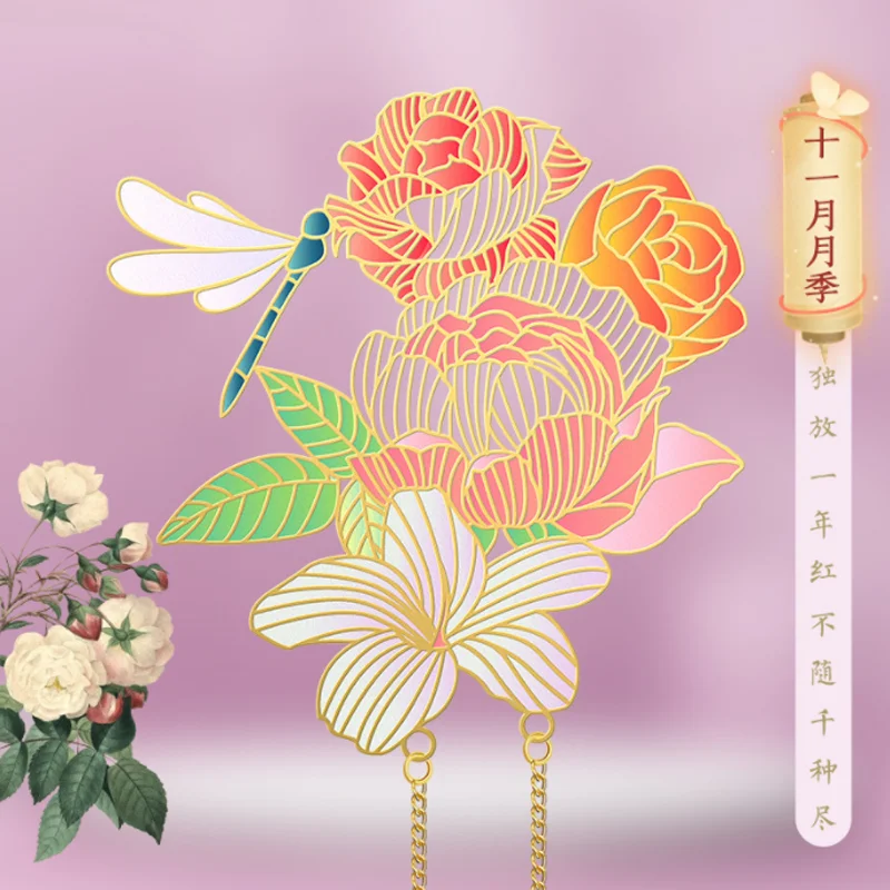 1pc Kawaii November Rose Bookmark Student Exquisite Study Office Portable Reading Stationery DIY Twelve Flower Gods Art Bookmark