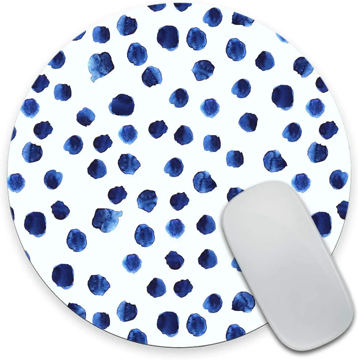 Hand Drawn Blue Watercolor Polka Dot Mouse Pad Polka Dot Print Dot Pattern Gift for Her Cute Laptop Computer Gaming 7.9×7.9 inch