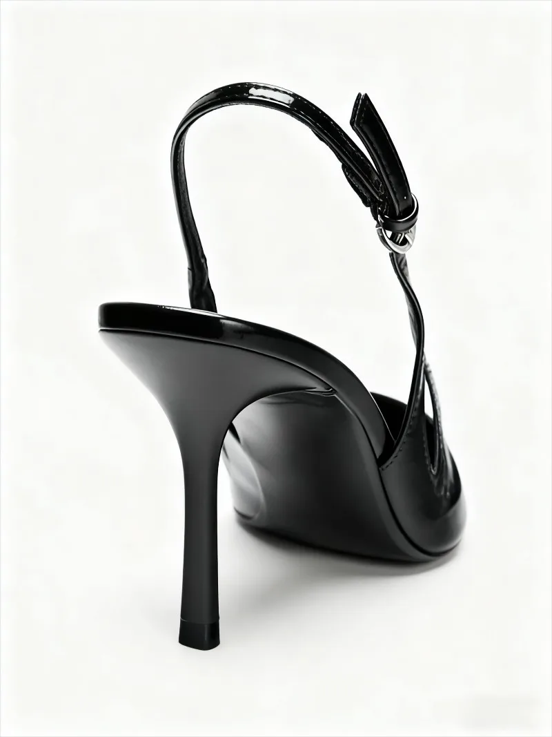 أزياء أشار تو براءات الاختراع والجلود عالية الكعب مضخات النساء الجدة الجوف Slingback أحذية مصممين فستان الحفلات مثير الأحذية