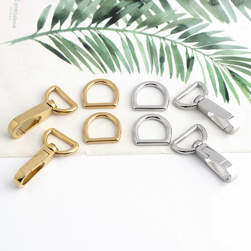 1/5Sets Stainless Steel Metal Rectangle Hanger Clasp Locks For DIY Craft Handbags Purse Bags Belt Buckles Hardware Accessories