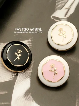 כפתורי דקורציה מתכתיים בצבע ורוד ורוד לבגדים, סריגה, סווטר, מעיל, אביזרי תפירה מפוארים לנשים 6 יחידות