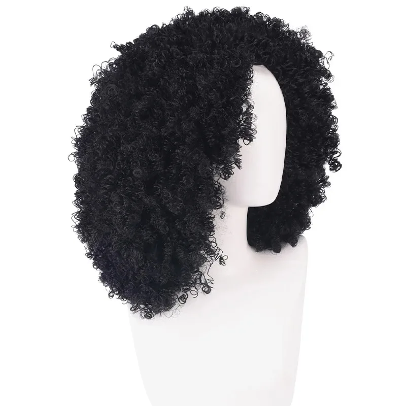 Parrucca Anime Buruku Parrucca nera cosplay per uomo, parrucca cosplay Buruku BROOK, parrucca nera con soffici capelli afro