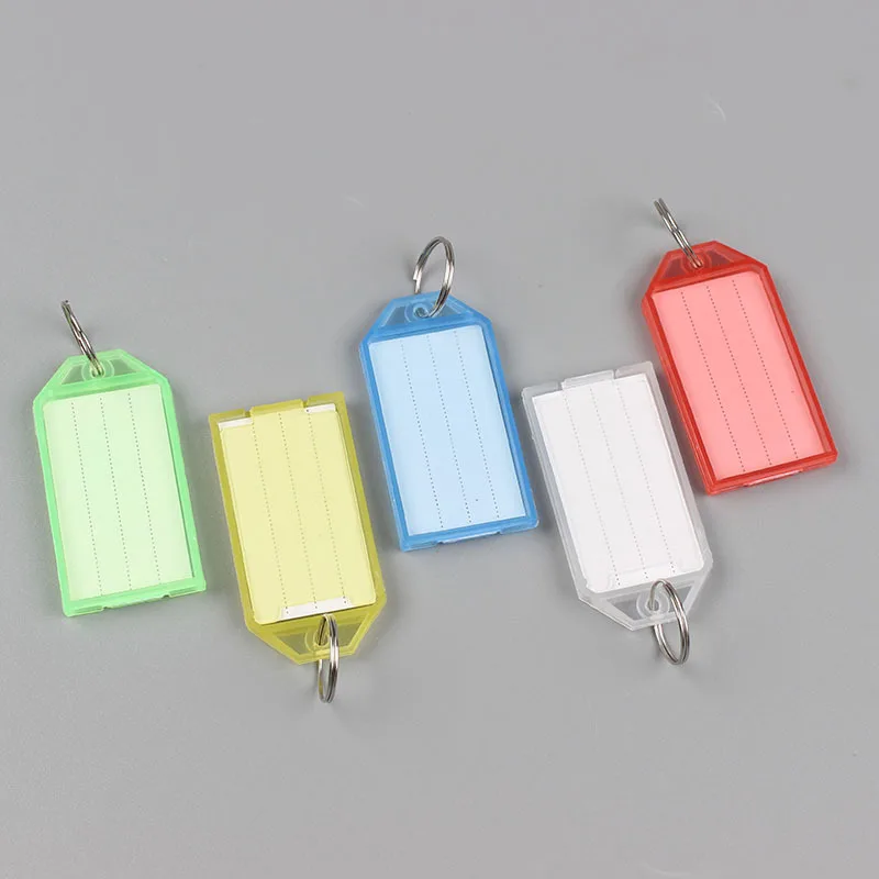 120 Pieces Flap Transparent Keychain Colorful Plastic Label Keychain Double Sided Marking Key Plate Luggage Hotel ID Tag