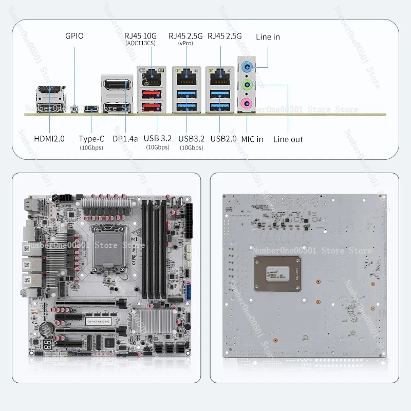 12 Bay 10GbE NAS With DDR5 ECC Supports M.2 NVMe For W680 Chipset Enterprise Storage Server Motherboard