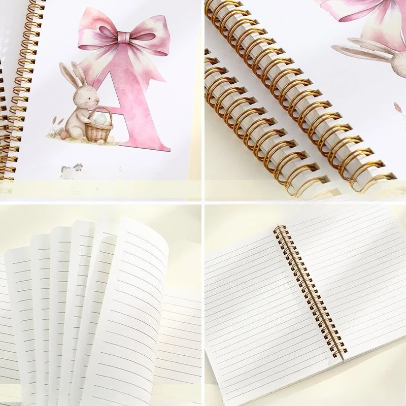 A5 Pink Easter Coil Notebook  80 Sheet Letter Design Office Essential Notebook